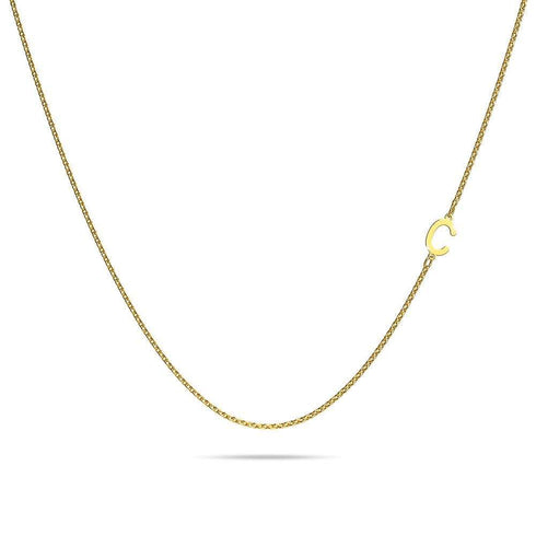 Bold Alphabet Letter Initial Charm Necklace in Gold Tone